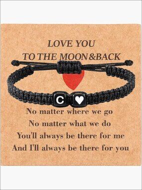 Polyester Braided Initial Letter Bracelet Adjustable Stretch Wristband